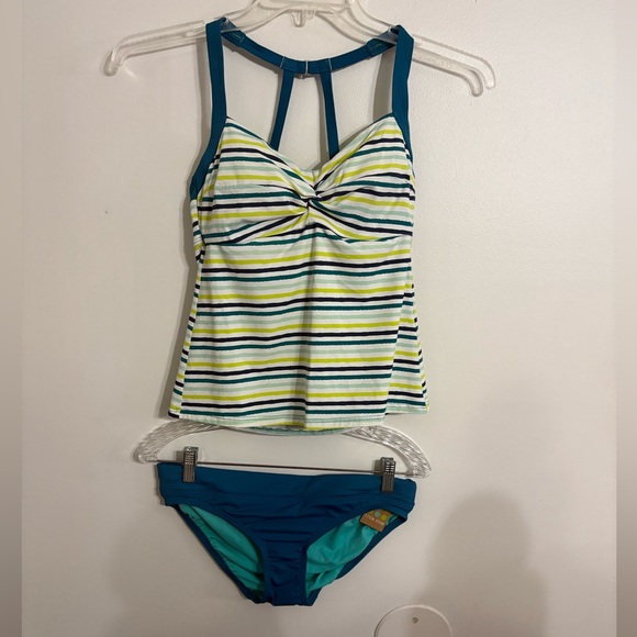 Title nine Other - Title Nine Tankini Striped 32C And Swim Bikini - Teal Blue Size Small NWT